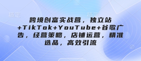 【2025.04.18】跨境创富实战营，独立站+TikTok+YouTube+谷歌广告，经营策略，店铺运营，精准选品，高效引流百度网盘免费下载-芽米宝库