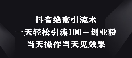 【2025.04.18】抖音绝密引流术，一天轻松引流100+创业粉，当天操作当天见效果百度网盘免费下载-芽米宝库