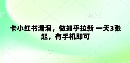 【2025.04.20】卡小红书漏洞，做知乎拉新 一天300+，有手机即可百度网盘免费下载-芽米宝库