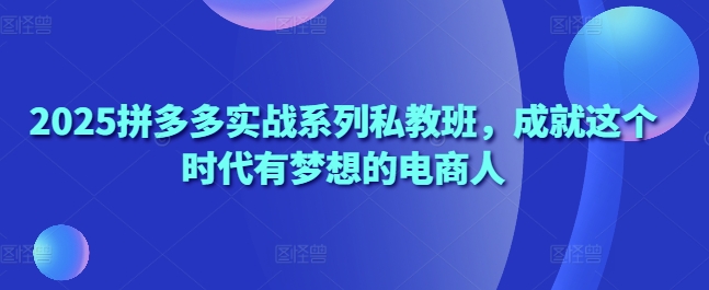 【2025.04.26】2025拼多多实战系列私教班，成就这个时代有梦想的电商人百度网盘免费下载-芽米宝库