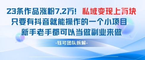 图片[1]-【2025.04.29】抖音私域项目23条作品涨粉7.2W，私域变现1W百度网盘免费下载-芽米宝库