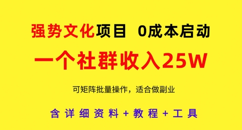 图片[1]-【2025.04.30】强势文化项目，一个社群收入25个W，0成本启动，可矩阵批量操作，原创详细实操教程百度网盘免费下载-芽米宝库