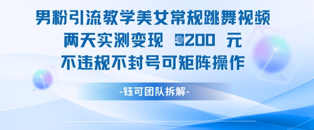 【2025.05.06】男粉引流教学美女常规跳舞视频两天实测变现1k+，不违规不封号可矩阵操作百度网盘免费下载-芽米宝库