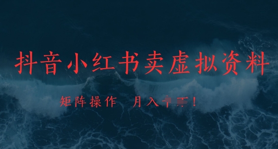 图片[1]-【2025.05.07】抖音小红书卖虚拟资料，市场需求一直存在，矩阵操作，月入1w+百度网盘免费下载-芽米宝库