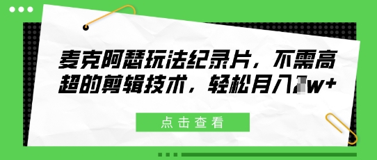 【2025.05.07】麦克阿瑟玩法纪录片，不需高超的剪辑技术，轻松月入1w+百度网盘免费下载-芽米宝库
