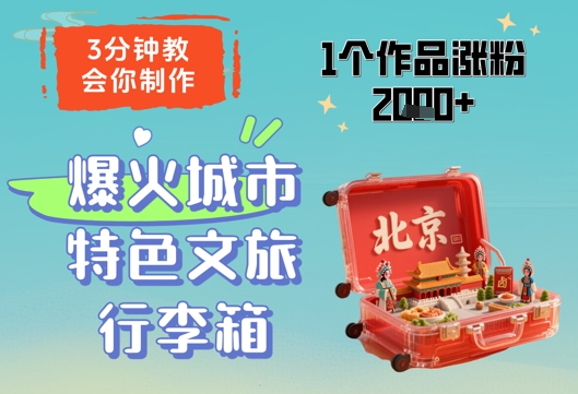 图片[1]-【2025.05.07】3分钟教会你，制作爆火城市特色文旅行李箱，1个作品涨粉2000+百度网盘免费下载-芽米宝库