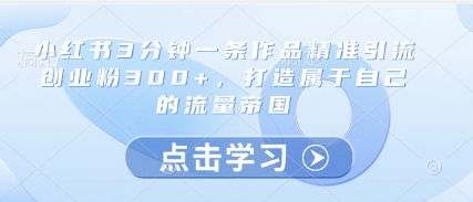 【2025.05.08】小红书3分钟一条作品精准引流创业粉300+，打造属于自己的流量帝国百度网盘免费下载-芽米宝库