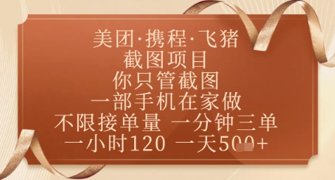 【2025.05.10】飞猪美团截图项目，你只管截图，一部手机在家做，正规平台无套路，一天500+百度网盘免费下载-芽米宝库