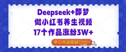 图片[1]-【2025.05.11】Deepseek+即梦做小红书养生视频，17个作品涨粉3W+，单日收益1000+百度网盘免费下载-芽米宝库