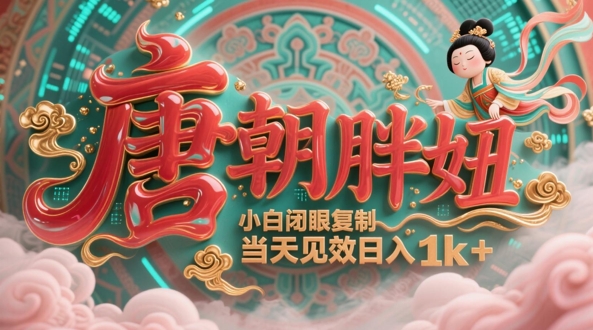 【2025.05.12】用AI克隆“唐朝胖妞”日更3条，平台疯狂推流，小白闭眼复制，当天见效，日入1k+百度网盘免费下载-芽米宝库