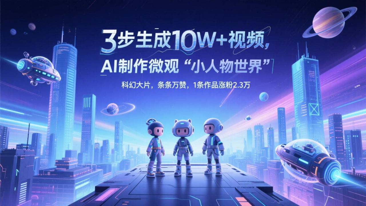 【2025.05.14】三步生成10W+视频，AI制作微观“小人物世界”科幻大片，条条万赞，1条作品涨粉2.3万百度网盘免费下载-芽米宝库
