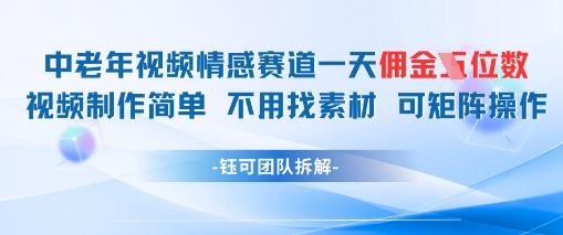图片[1]-【2025.05.14】中老年情感赛道一天佣金多张 视频制作简单不用找素材 可矩阵操作百度网盘免费下载-芽米宝库