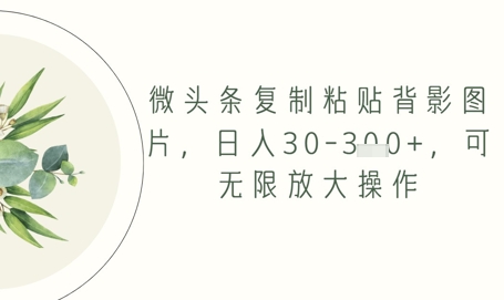 【2025.05.17】微头条复制粘贴背影图片，日入30-300+，可无限放大操作百度网盘免费下载-芽米宝库