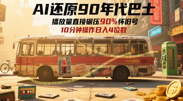 图片[1]-【2025.05.18】AI还原90年代巴士，一帧就让70后泪崩，播放量直接碾压90%怀旧号，每天操作十分钟，日入四位数百度网盘免费下载-芽米宝库