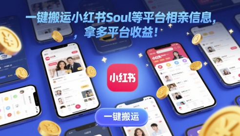 【2025.05.19】一键搬运小红书Soul等平台相亲信息，拿多平台收益!百度网盘免费下载-芽米宝库