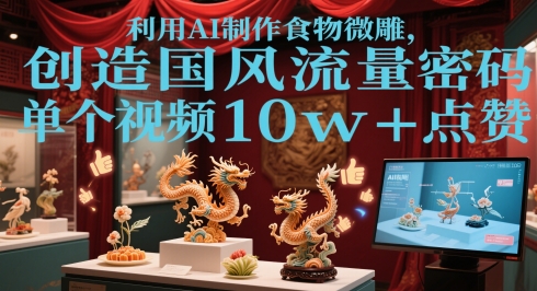 【2025.05.23】利用AI制作食物微雕，创造国风流量密码，单个视频10w+点赞百度网盘免费下载-芽米宝库