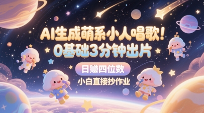 图片[1]-【2025.05.23】AI生成萌系小人唱歌，0基础3分钟出片，28个作品涨粉8.9W，单条最高19W赞，日入四位数，小白直接抄作业百度网盘免费下载-芽米宝库