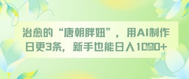 【2025.05.24】治愈的“唐朝胖妞”，用AI制作日更3条，新手也能日入1000+百度网盘免费下载-芽米宝库