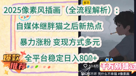 图片[1]-【2025.05.26】2025像素风插画(全流程解析)：自媒体继胖猫之后新热点，暴力涨粉，变现方式多元，全平台稳定日入800+百度网盘免费下载-芽米宝库