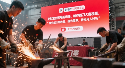 【2025.05.28】支付宝生活号新玩法，制作锻刀大赛视频，挣分成计划收益，操作简单，轻松月入过W百度网盘免费下载-芽米宝库