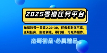 【2025.05.30】【零撸任务平台第二期】单账号一天收入20，任务多到做不完，实时到账，零门槛，可矩阵操作百度网盘免费下载-芽米宝库