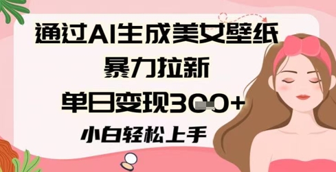 【2025.06.01】通过AI生成美女壁纸暴力拉新，单日变现300+，小白轻松上手百度网盘免费下载-芽米宝库