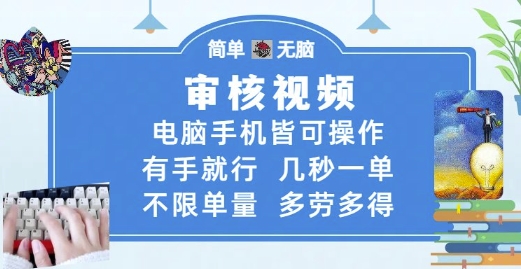 图片[1]-【2025.06.01】审核视频，电脑手机皆可操作，有手就行，几秒一单，不限单量，多劳多得百度网盘免费下载-芽米宝库