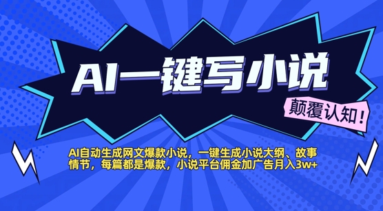 图片[1]-【2025.06.06】AI自动生成网文爆款小说，一键生成小说大纲、故事情节，每篇都是爆款，小说平台佣金加广告月入1w+百度网盘免费下载-芽米宝库