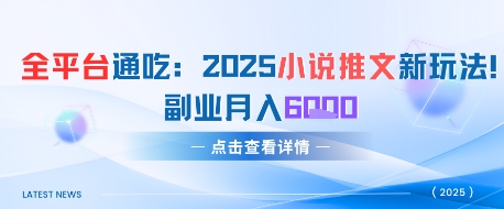 【2025.06.06】全平台通吃：2025小说推文新玩法，副业月入6k百度网盘免费下载-芽米宝库