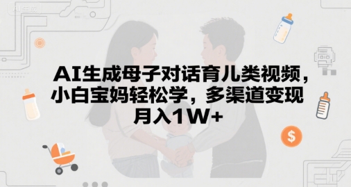 【2025.06.09】AI生成母子对话育儿类视频，小白宝妈轻松学，多渠道变现，月入1W+百度网盘免费下载-芽米宝库
