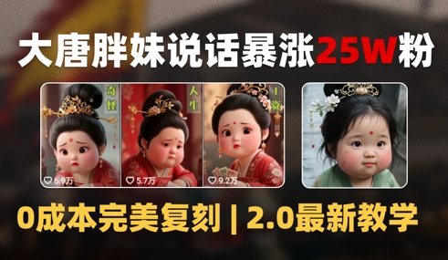 图片[1]-【2025.06.10】AI大唐胖贵妃说话2.0，40条视频暴涨40w粉，附独家变现攻略百度网盘免费下载-芽米宝库