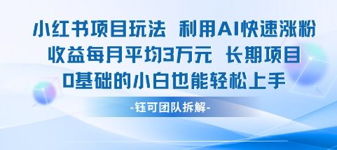 【2025.06.17】适合小白操作的小红书新项目，利用AI快速涨粉，收益每月平均1W+百度网盘免费下载-芽米宝库