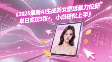 【2025.06.17】2025最新AI生成美女壁纸暴力拉新, 单日变现300+，小白轻松上手百度网盘免费下载-芽米宝库