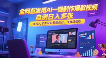 图片[1]-【2025.06.17】全网首发用AI一键制作爆款视频，自测日入多张，适合大学生宝妈兼职创业，保姆级教程百度网盘免费下载-芽米宝库