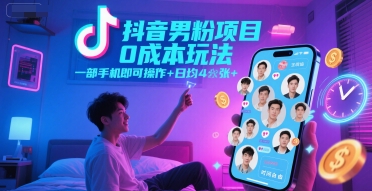 图片[1]-【2025.06.22】抖音男粉项目0成本玩法，一部手机即可操作，日均400+，时间自由百度网盘免费下载-芽米宝库