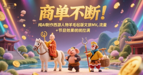 【2025.06.22】商单不断！纯AI制作西游人物羊毛毡版文旅MV，流量+节目效果统统拉满百度网盘免费下载-芽米宝库