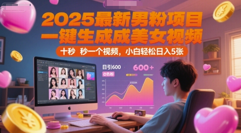 图片[1]-【2025.06.21】2025最新男粉项目，一键生成美女视频，日引600+色粉 十秒一个视频，小白轻松日入500+百度网盘免费下载-芽米宝库