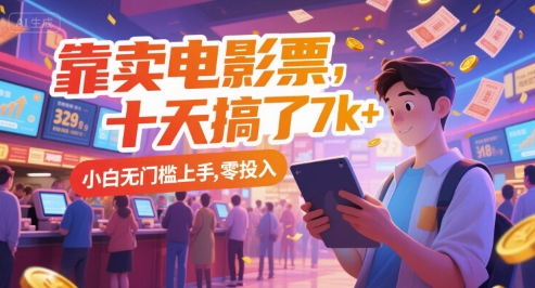 图片[1]-【2025.06.23】靠卖电影票，十天搞了7k+，小白无门槛上手，零投入百度网盘免费下载-芽米宝库