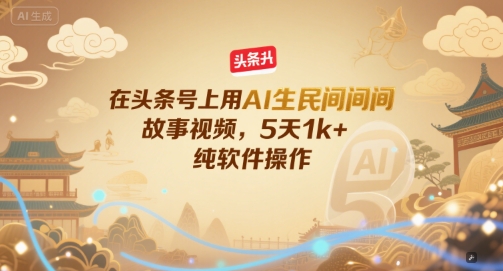 图片[1]-【2025.06.28】在头条号上用AI生民间故事视频，5天1k+，纯软件操作百度网盘免费下载-芽米宝库
