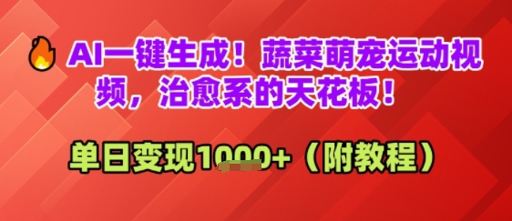 【2025.06.27】AI一键生成！蔬菜萌宠运动视频，治愈系的天花板！单日变现多张百度网盘免费下载-芽米宝库