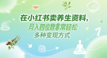 【2025.06.28】在小红书卖养生资料，月入四位数非常轻松，多种变现方式百度网盘免费下载-芽米宝库
