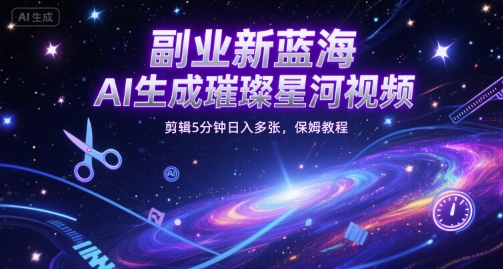 图片[1]-【2025.06.28】副业新蓝海，AI生成璀璨星河视频，剪辑5分钟日入多张，保姆教程百度网盘免费下载-芽米宝库