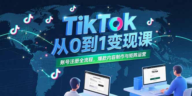【2025.07.12】TikTok从0到1变现课，账号注册全流程，爆款内容制作与矩阵运营百度网盘免费下载-芽米宝库