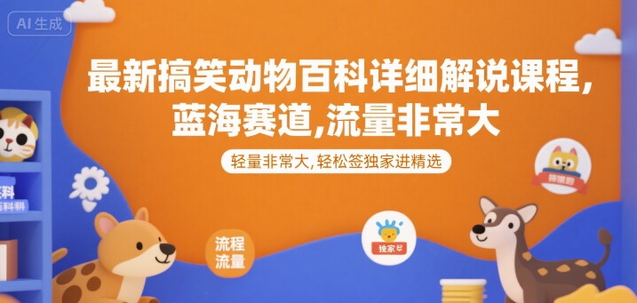 【2025.07.12】最新搞笑动物百科详细解说课程，蓝海赛道，流量非常大，轻松签独家进精选百度网盘免费下载-芽米宝库