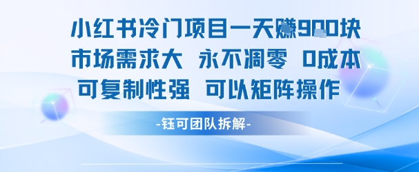 【2025.07.13】小红书冷门项目一天收益9张，市场需求大，0成本，可复制性强可以矩阵操作百度网盘免费下载-芽米宝库