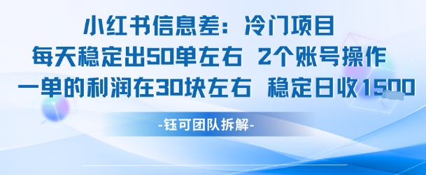 图片[1]-【2025.07.14】小红书信息差冷门项目，一单利润30块，每天稳定1.5k左右，2个账号操作百度网盘免费下载-芽米宝库