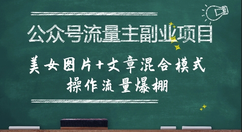 【2025.07.15】公众号流量主副业项目，美女图片+文章混合模式操作流量爆棚百度网盘免费下载-芽米宝库