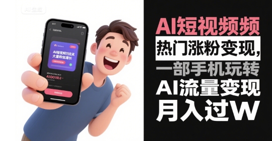 【2025.07.18】AI短视频热门涨粉变现，一部手机玩转AI流量变现，月入过W百度网盘免费下载-芽米宝库
