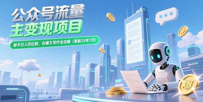 图片[1]-【2025.07.18】公众号流量主变现项目，新手日入四位数，含爆文写作全攻略(更新25年7月)百度网盘免费下载-芽米宝库