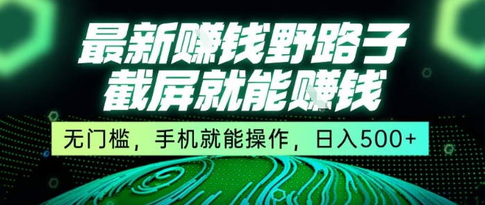 【2025.07.19】最新野路子截屏就能挣钱，无门槛，手机就能操作，日入500+百度网盘免费下载-芽米宝库